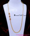 MCHN596 - 1 Gram Gold White and Ruby Stone Balls Mugappu Designs
