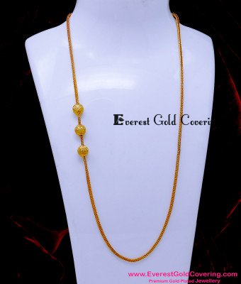 MCHN599 - 1 Gram Gold Plated Light Weight Plain Mugappu Chain