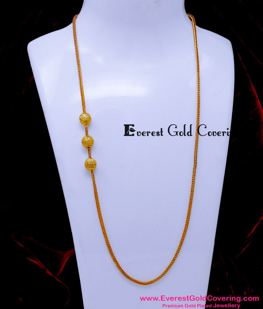 MCHN599 - 1 Gram Gold Plated Light Weight Plain Mugappu Chain