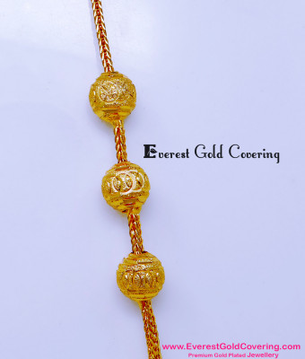 MCHN599 - 1 Gram Gold Plated Light Weight Plain Mugappu Chain