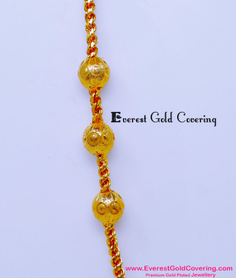 MCHN600 - Gold Plated Plain Mugappu Thali Chain Gold Pattern 