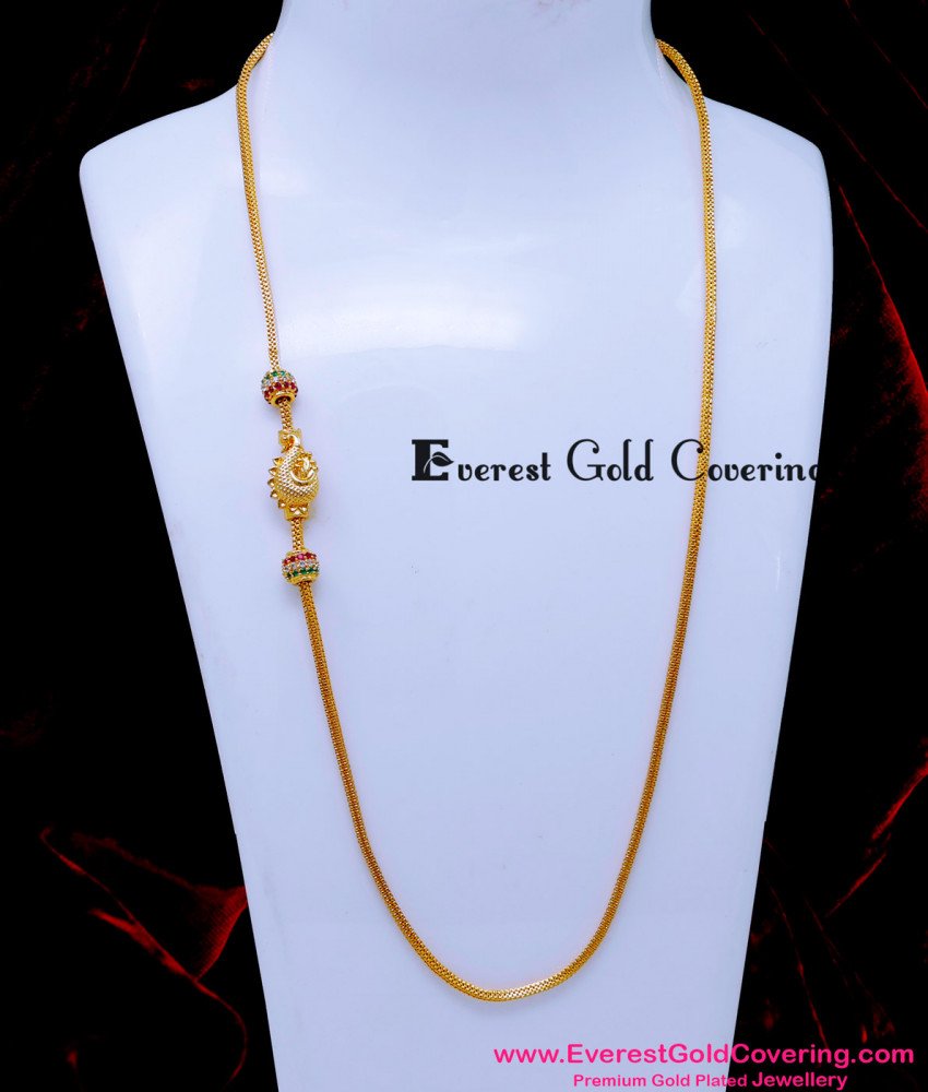 MCHN609 - Trendy Peacock Design Mugappu Chain Latest Designs
