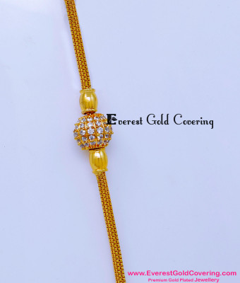 MCHN611 - Latest Gold Plated Daily Use Diamond Mugappu Chain