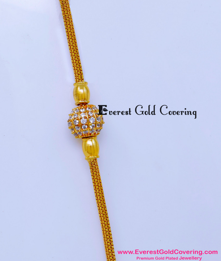 MCHN611 - Latest Gold Plated Daily Use Diamond Mugappu Chain