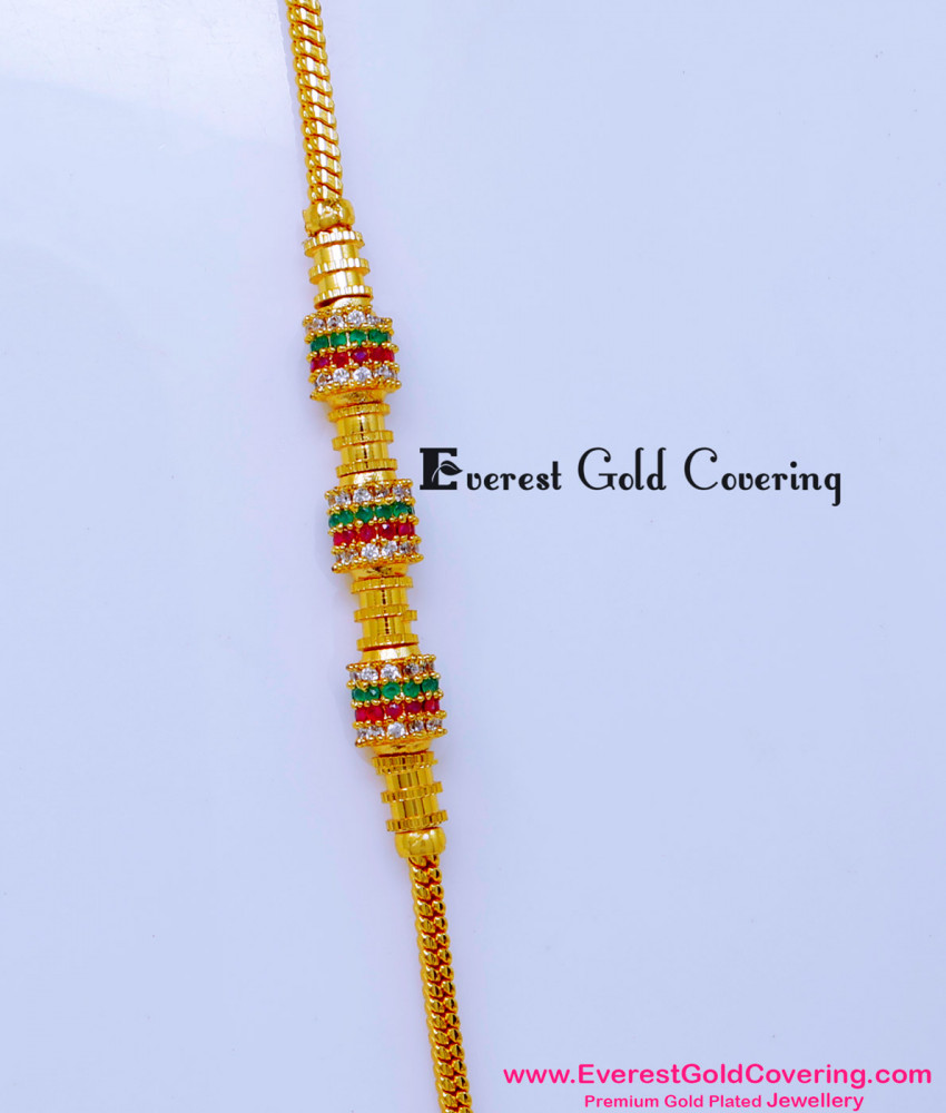 MCHN613 - Attractive Multi Stone Daily Use Mugappu Chain Design