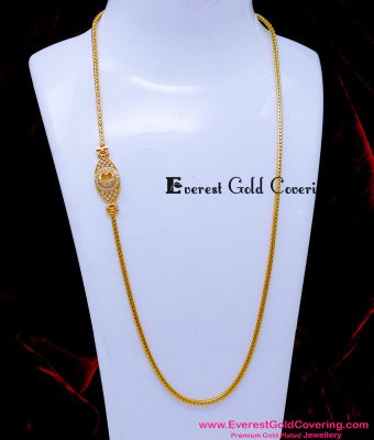 MCHN616 - Simple Elegant White Stone Peacock Mugappu Chain