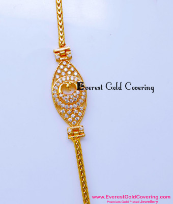MCHN616 - Simple Elegant White Stone Peacock Mugappu Chain