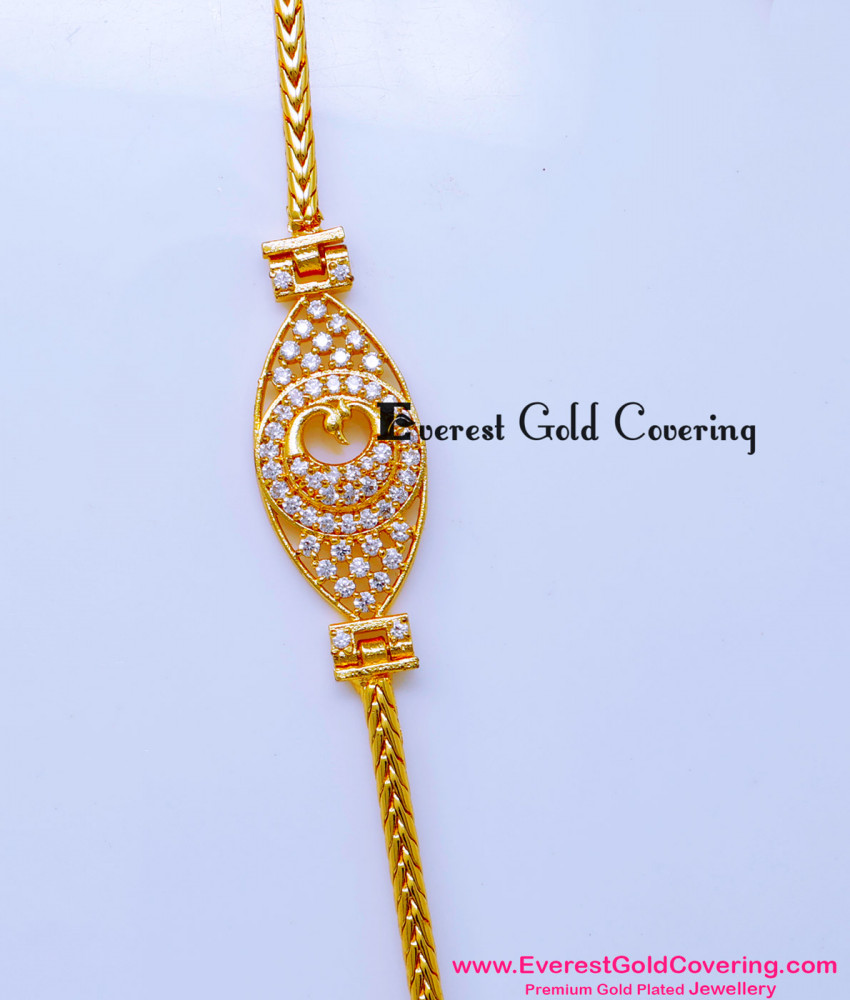 MCHN616 - Simple Elegant White Stone Peacock Mugappu Chain