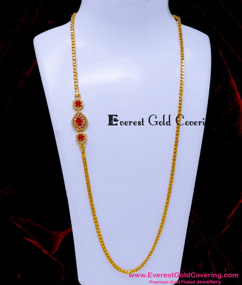 MCHN621 - Latest Imitation Diamond Mugappu Thali Chain Design