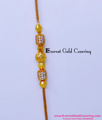 MCHN627 - Latest Mugappu Chain with White Stone for Daily Use
