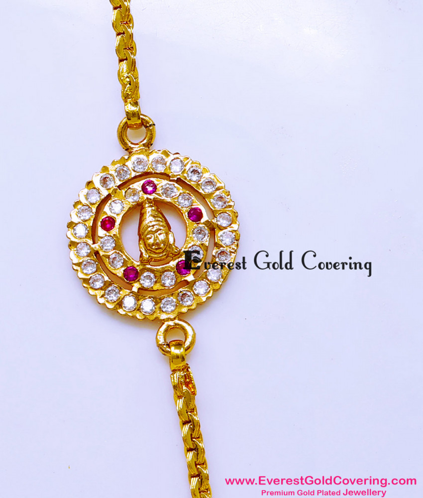 MCHN632 - Impon Stone Lakshmi Devi Gold Lakshmi Mugappu Designs