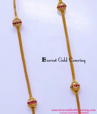 MCHN633 - Simple Daily Wear Light Weight Stone Balls Chain Online