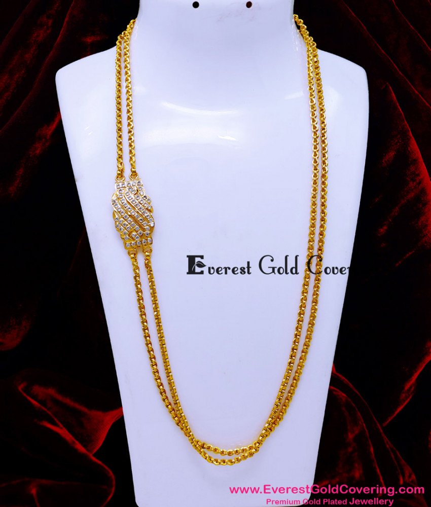 MCHN635 - Trendy Impon Stone Double Chain with Mugappu Design