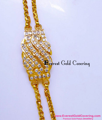 MCHN635 - Trendy Impon Stone Double Chain with Mugappu Design