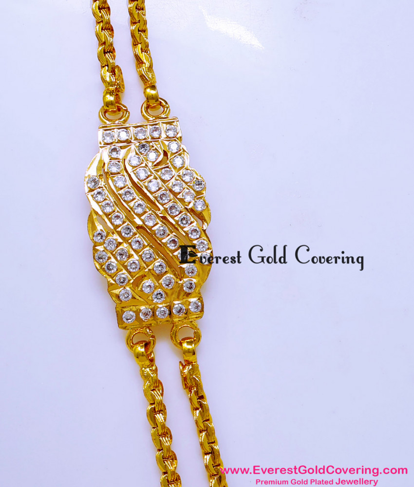MCHN635 - Trendy Impon Stone Double Chain with Mugappu Design