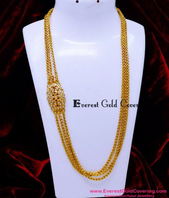 MCHN637 - Impon Jewelry 3 Layer Chain with Mugappu Chain for Ladies