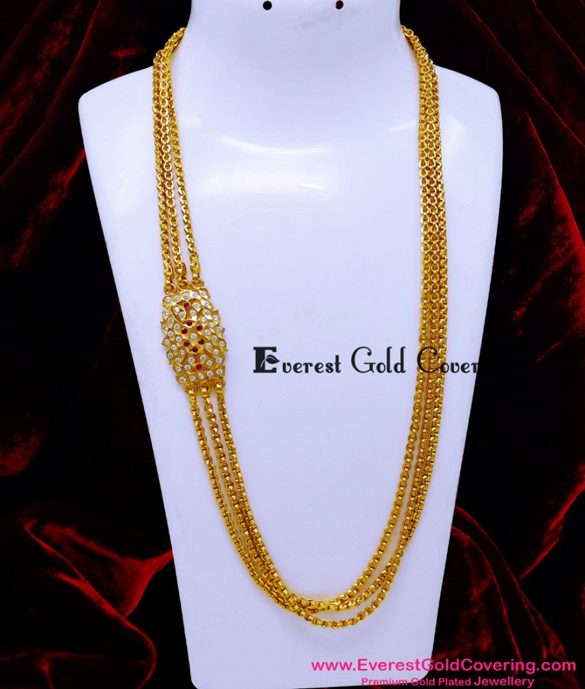 MCHN637 - Impon Jewelry 3 Layer Chain with Mugappu Chain for Ladies