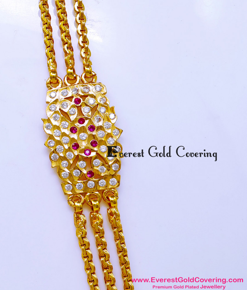MCHN637 - Impon Jewelry 3 Layer Chain with Mugappu Chain for Ladies