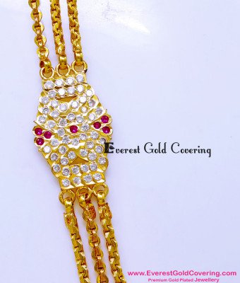 MCHN639 - Gold Model 3 Line Mugappu with Impon Thali Chain Online