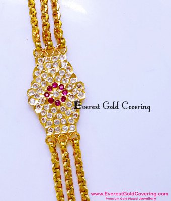 MCHN640 - Five Metal Impon Daily Wear Stone Mugappu Chain Model