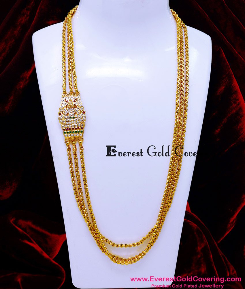 MCHN641 - Trendy Impon 3 Line Lakshmi Mugappu Thali Chain Design