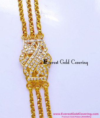 MCHN643- First Quality Impon White Stone Mugappu Thali Chain