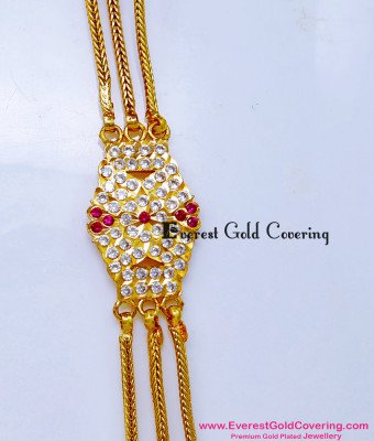 MCHN644 - Traditional Daily Wear Stone Impon Mugappu Chain Online