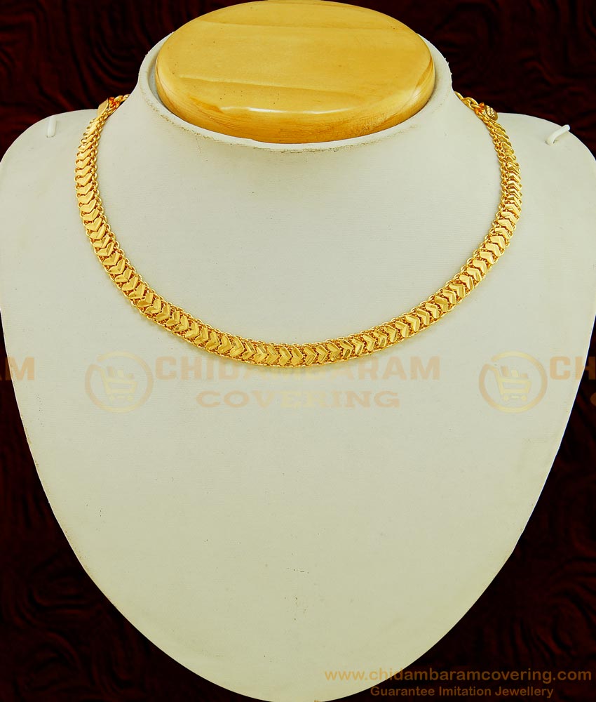 HRMB04 - 9.5 Inches Gold Plated Heart Design Necklace Chain | Impon Attigai Necklace Chain for Pendant 