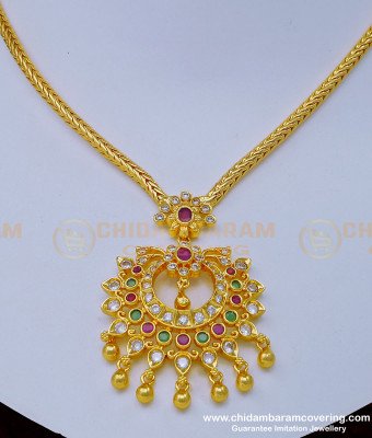 NLC1002 - Trendy Simple Gold Uncut Diamond Stone Necklace Designs for Ladies