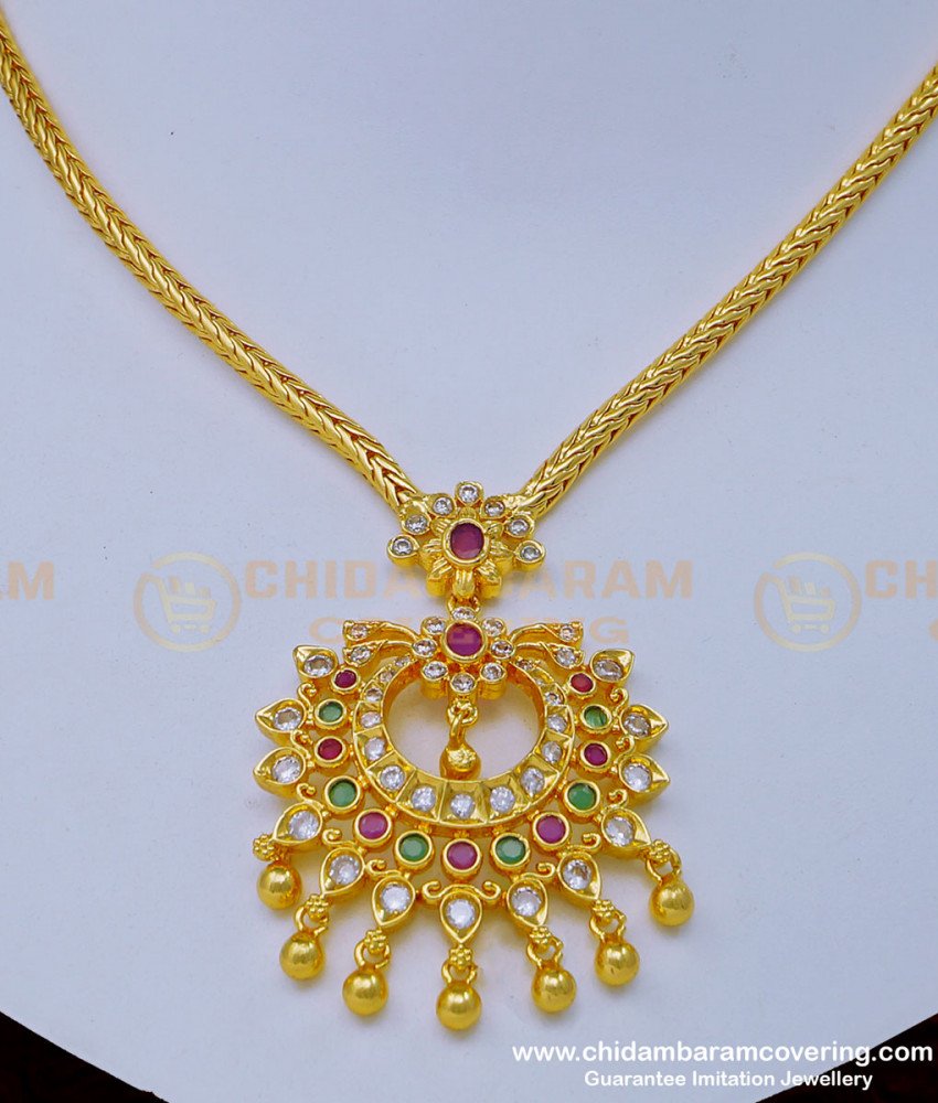 NLC1002 - Trendy Simple Gold Uncut Diamond Stone Necklace Designs for Ladies