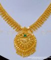 NLC1005 - Gold Design Single Emerald Stone One Gram Gold Necklace for Wedding
