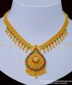 NLC1007 - Attractive Ruby Emerald Stone Gold Plated Bridal Stone Necklace Designs for Wedding