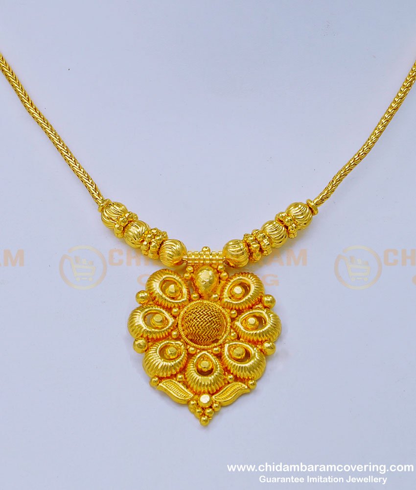 NLC1012 - Simple Gold Design Weight Daily Wear Flower Design Necklace for Women