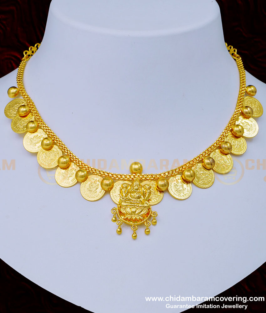 NLC1014 - Latest Design Gold Plated Lakshmi Coin Gold Necklace Designs Online