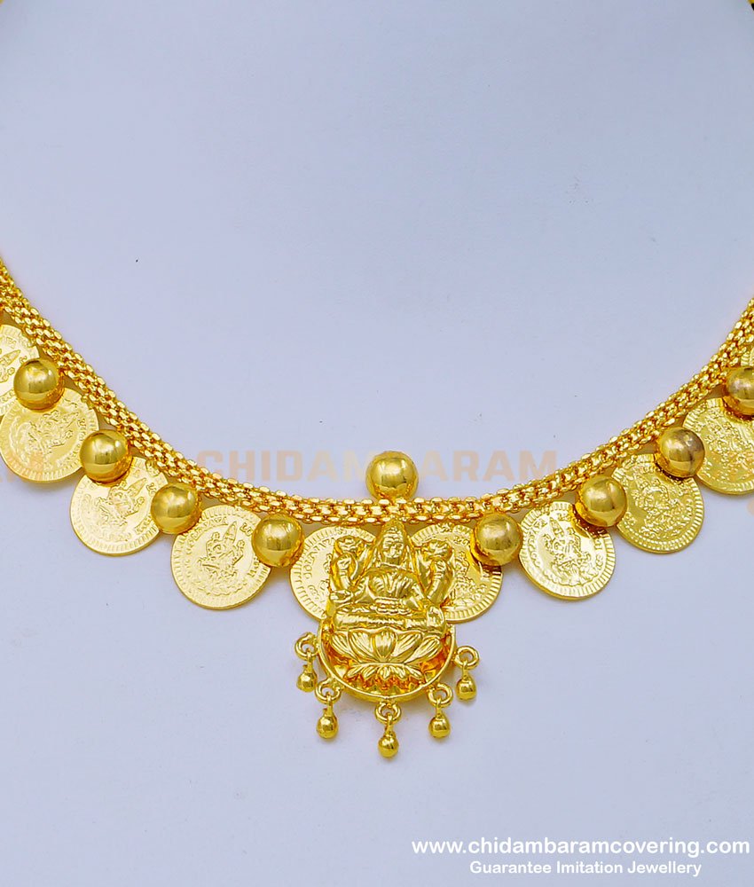 NLC1014 - Latest Design Gold Plated Lakshmi Coin Gold Necklace Designs Online