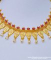 NLC1016 - Semi Precious Gold Plated Ruby Stone Pearl Lakshmi Necklace Online