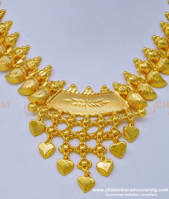Nlc1022 - 1 Gram Gold Kerala Jewellery Light Weight Mango Necklace for Wedding