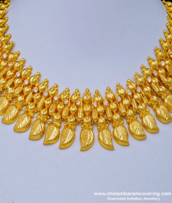 NLC1025 - Wedding Collection White Stone Kerala Necklace Imitation Jewellery Online   