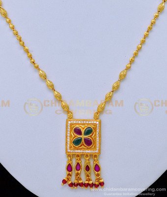 NLC1030 - Elegant Simple Necklace Crystal Beads and Kamp Stone Short Mala Online