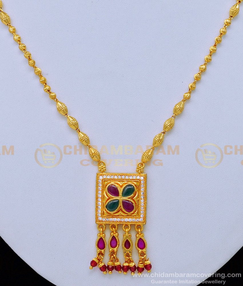 NLC1030 - Elegant Simple Necklace Crystal Beads and Kamp Stone Short Mala Online
