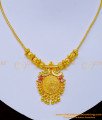 NLC1038 - One Gram Gold Plated Ruby Stone Simple Necklace Design for Ladies