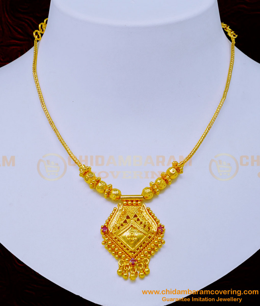 NLC1039 - Pure Gold Plated Guaranteed Gold Design Ruby Stone Necklace for Women 
