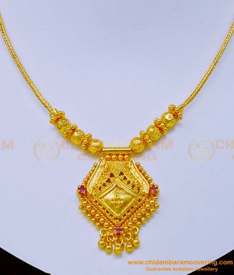 NLC1039 - Pure Gold Plated Guaranteed Gold Design Ruby Stone Necklace for Women 