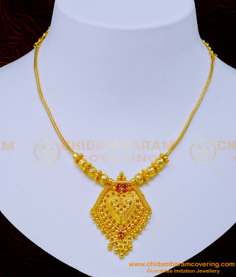 NLC1041 - Attractive Ruby Stone One Gram Gold Simple Necklace Design for Women 