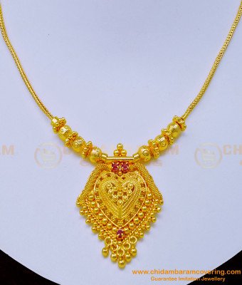 NLC1041 - Attractive Ruby Stone One Gram Gold Simple Necklace Design for Women 