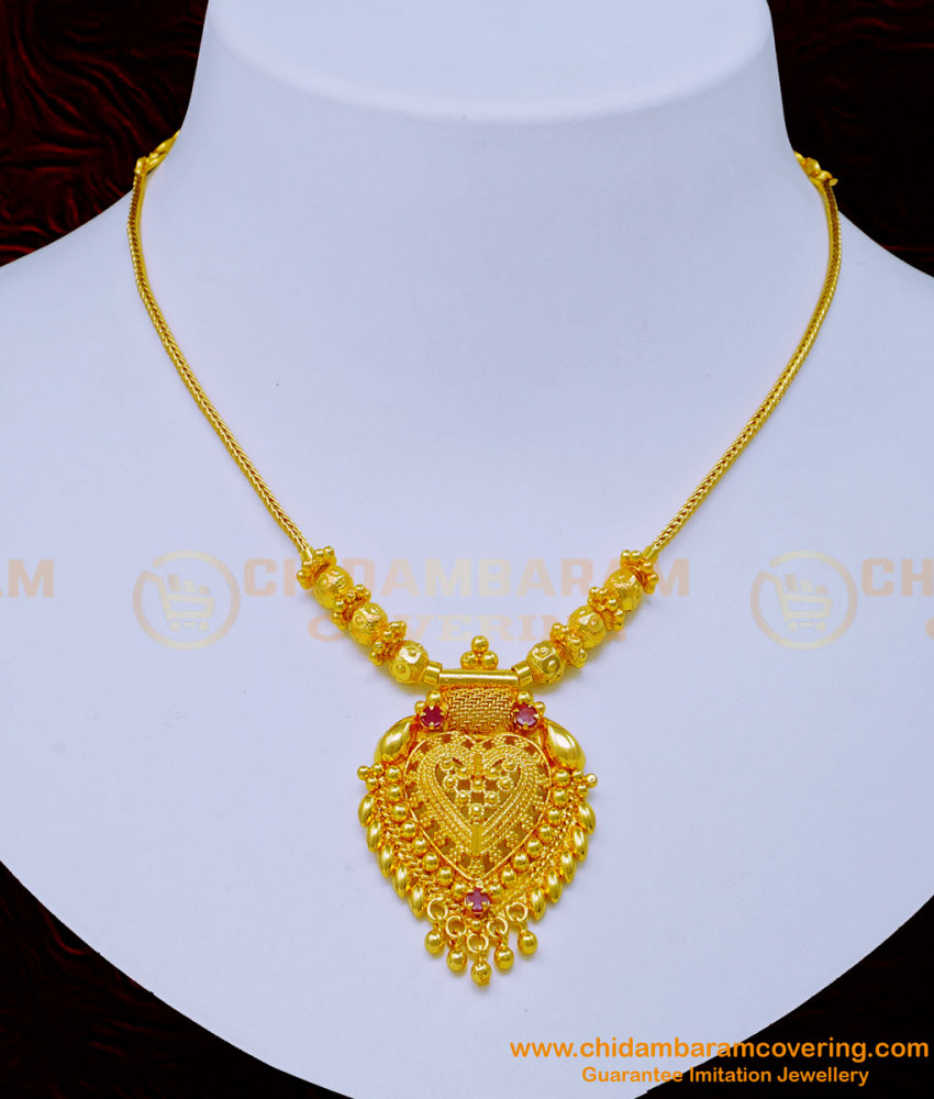 NLC1042 - Trendy Simple Gold Design Necklace Collections Micro Gold Plated Jewellery Online  