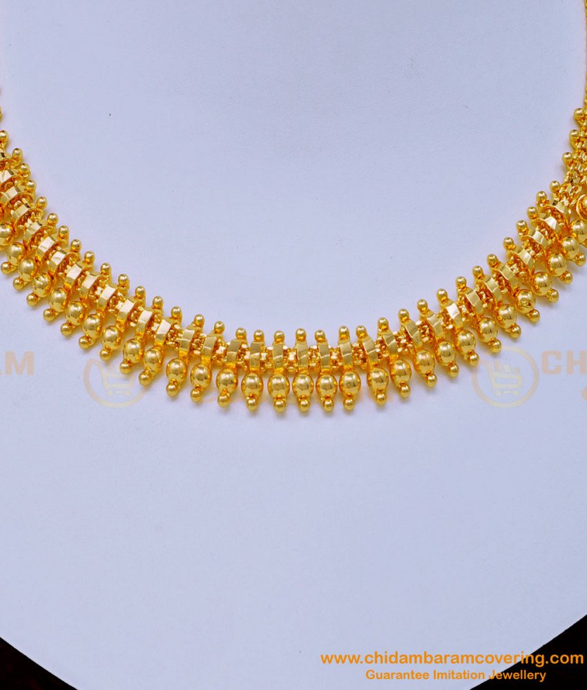 NLC1045 - Latest Simple Gold Design Plain Bridal Wear Necklace Design Buy Online