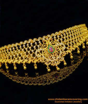 NLC1052 - Wedding Choker Necklace Set Peacock Design Ad Stone Necklace with Jhumkas Online