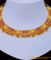 NLC1069 - Elegant Ruby Stone Party Wear Peacock Design Necklace Set First Quality 1 Gram Gold Jewellery