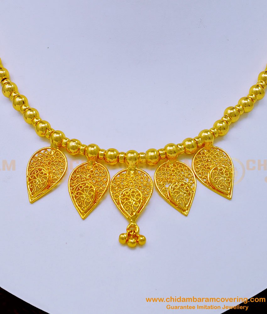 NLC1071 - Unique Leaf Design One Gram Gold Light Weight Necklace Buy Online   